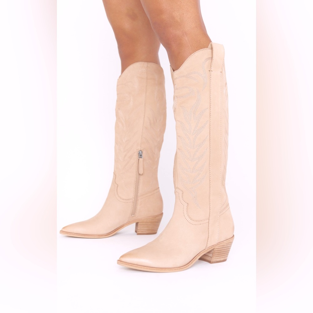 Dolce Vita* Solei Cowgirl Boots* Leather* Dune Nubuck Color* NWT